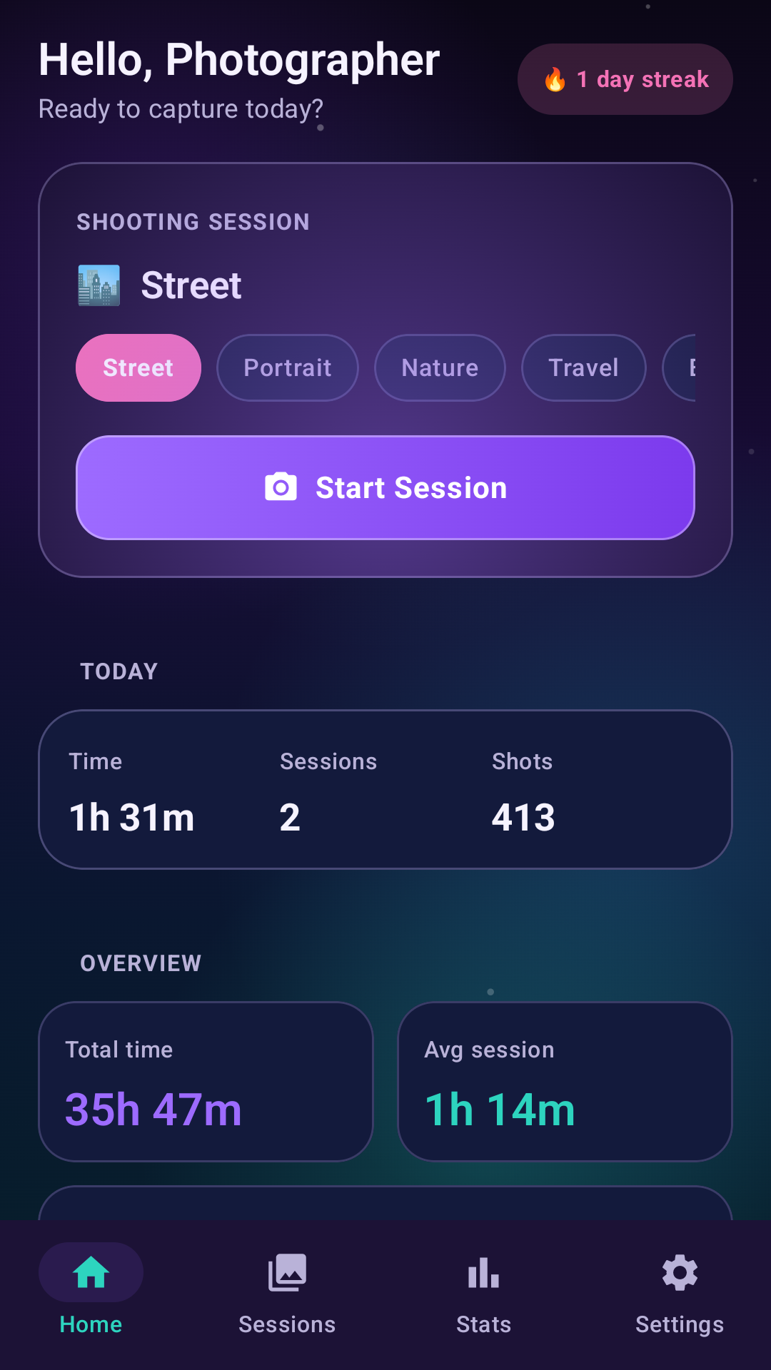 Photo Track Pro home screen